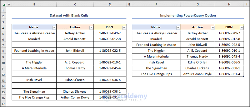 how to delete blank cells in excel and shift data up using PowerQuery