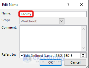 Editing defined names in Excel