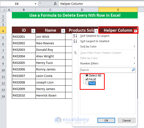 Use a Formula to Delete Every Nth Row in Excel