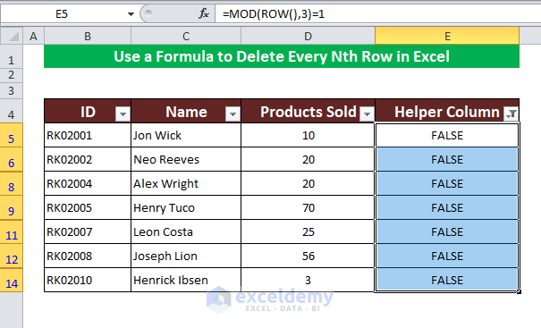 Use a Formula to Delete Every Nth Row in Excel