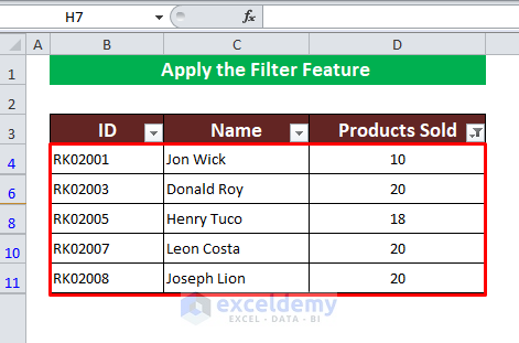 Apply the Filter Feature to Delete Every Other Row in Excel 