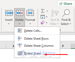 Use Ribbon Option to Delete Multiple Sheets in Excel