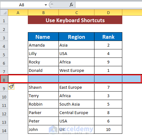 Use Keyboard Shortcuts to Insert Rows Automatically in Excel