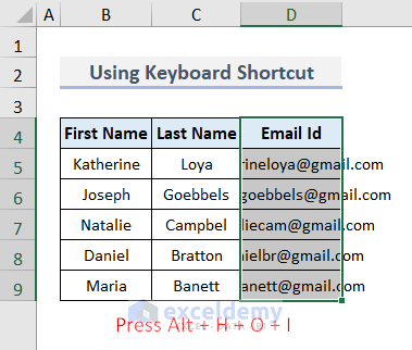 Make a Cell Bigger Using Keyboard Shortcut in Excel