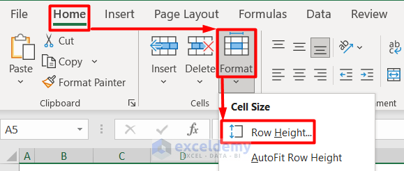 Fix Row Height with Format Option to Make a Bigger Cell