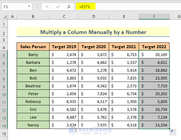 How to Multiply a Column by a Number in Excel