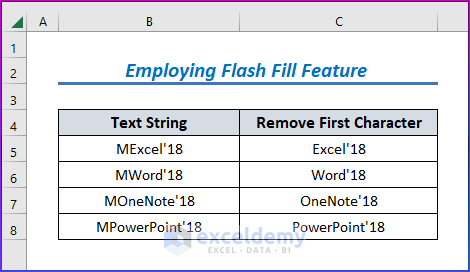 Showing Results for Employing Flash Fill Feature