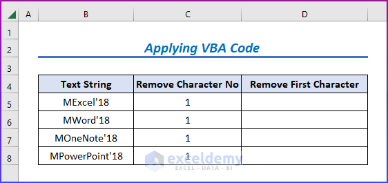 Sample Data Set for Using VBA Code 
