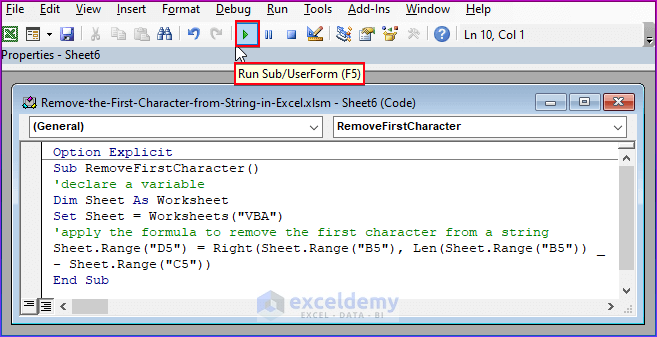 Using VBA Code to Remove the First Character in Excel