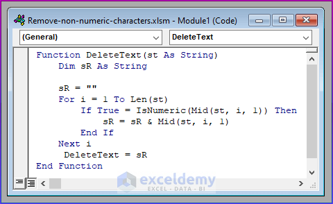 Applying VBA Code to Delete Non Numeric Characters from Cells