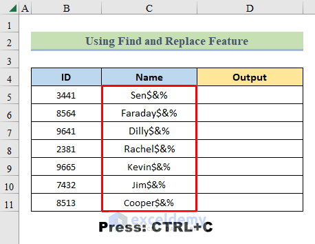Copying data to another column with CTRL+C shortcut