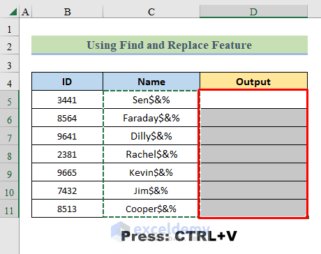 Pasting data to another column with CTRL+V shortcut