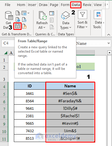 Opening Power Query window from data tab