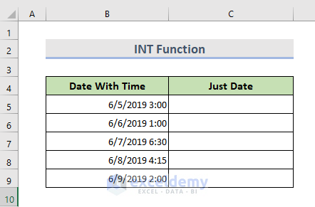 Inserting INT Function to Remove Time from Date