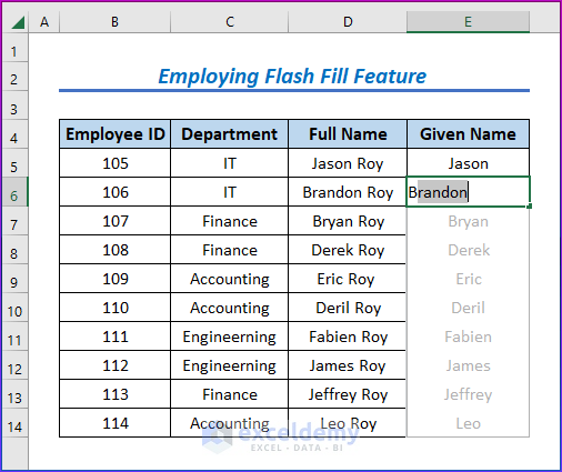 Employing Flash Fill Feature to Remove the Last 3 Characters 