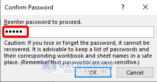 Reenter password to protect