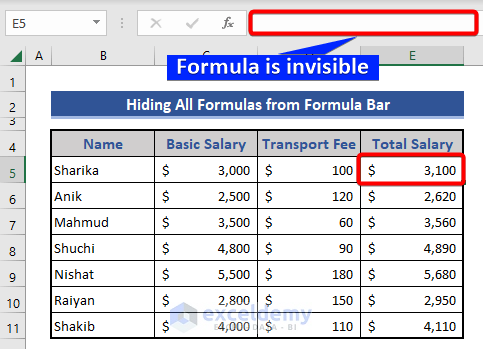 Formula is invisible