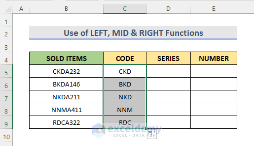 Excel Formula with the Combination of LEFT, MID & RIGHT Functions