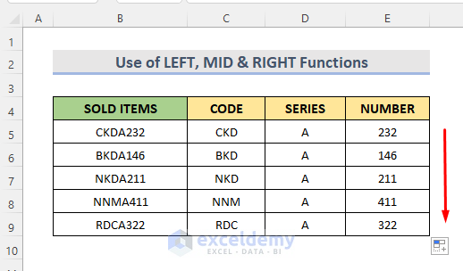 LEFT, MID and RIGHT Functions