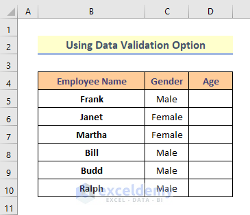Method 1: Use Data Validation Option to Create a Range of Numbers in Excel