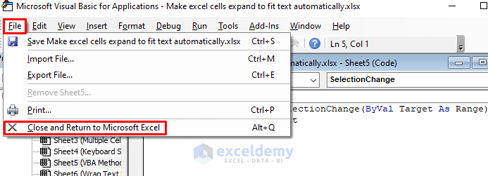 Excel VBA to Make Text Strings AutoFit