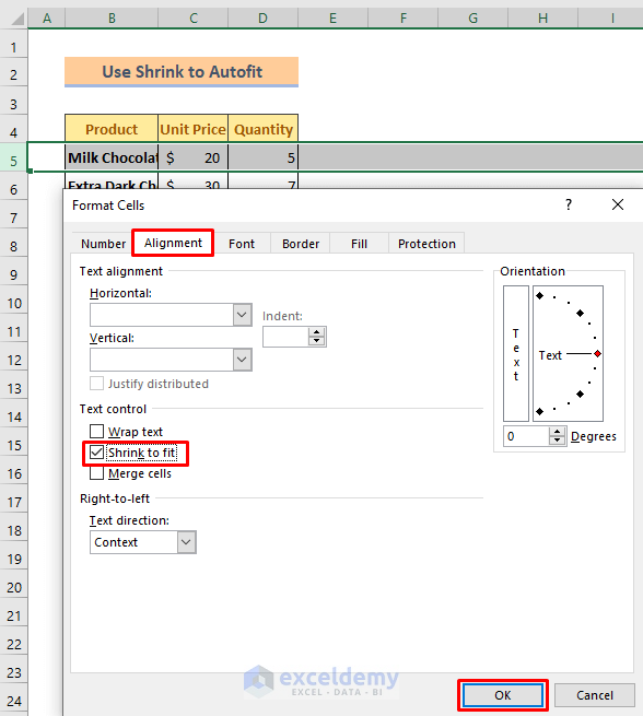 Shrink to Fit Option to AutoFit Cells in Excel