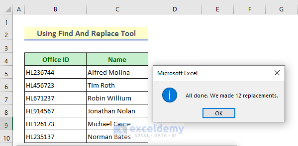 ‘Find And Replace’ Tool to Remove White Space in Excel