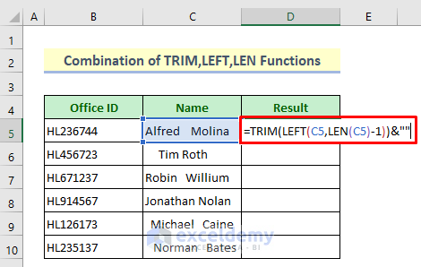 TRIM, LEFT and LEN Functions to Remove Trailing Whitespace.