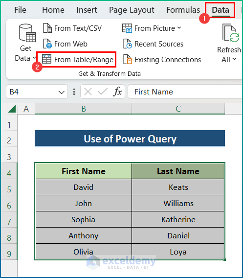 Apply Power Query to Merge Text from Two or More Cells into One Cell in Excel