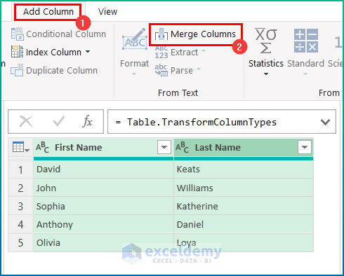 Apply Power Query to Merge Text from Two or More Cells into One Cell in Excel