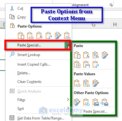 How to Use Paste Options in Excel