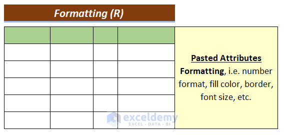 Paste Formatting (R) Output: Paste Options in Excel