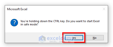 Do you want to start Excel in safe mode?