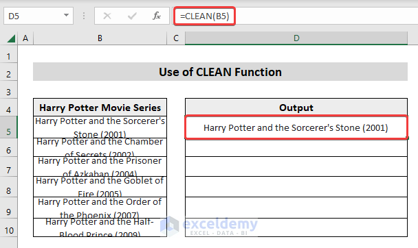 Formula of CLEAN to remove specific characters