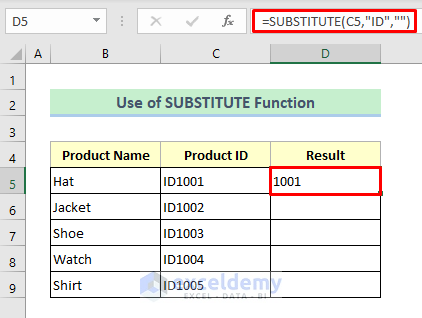 Excel SUBSTITUTE Function to Remove Certain Character from String