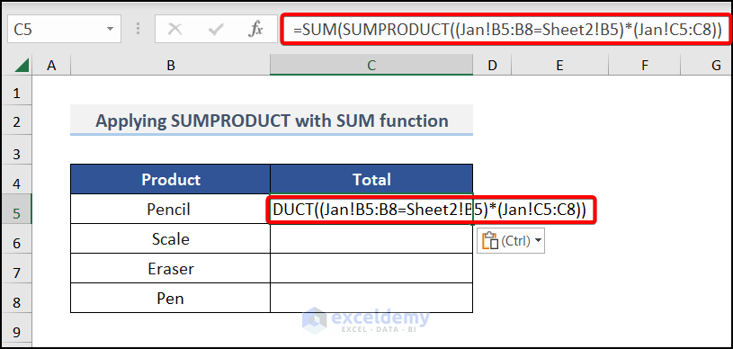 adding one sheet for sumproduct across multiple sheets