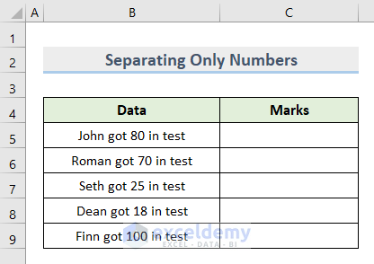 Dataset for Separating Only Numbers