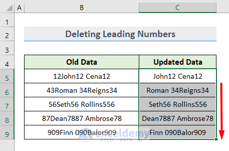 Final Output on Using VBA to Delete Leading Numbers from String in Excel