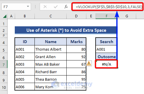 VLOOKUP formula to remove trailing space in Excel