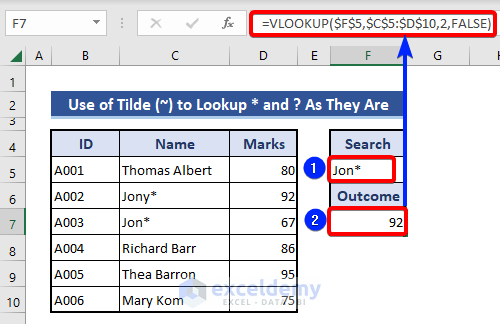 Input the lookup value and apply the formula to get the result