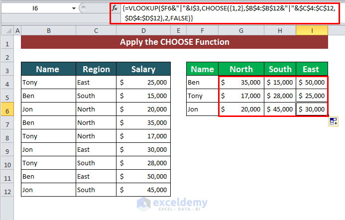 Apply the CHOOSE Function to VLOOKUP with Multiple Conditions in Excel