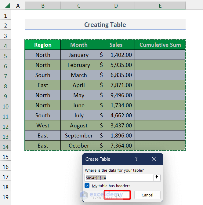 Creating Table to Creating Excel Table to Calculate running totol in excel
