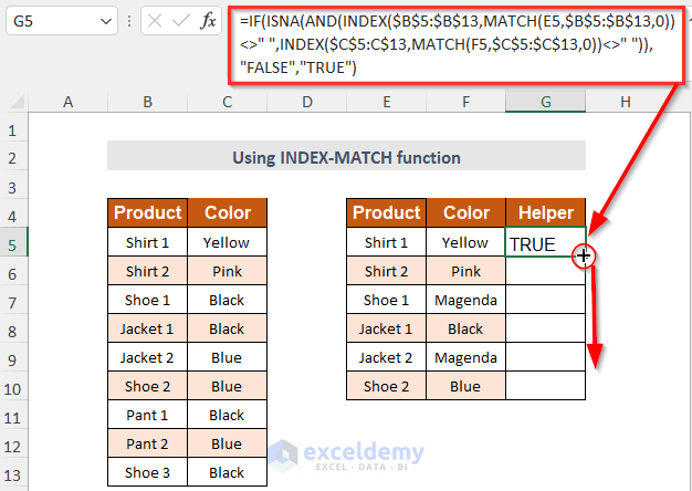 using INDEX-MATCH function
