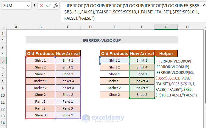 Using excel formula to compare 4 columns in Excel VLOOKUP