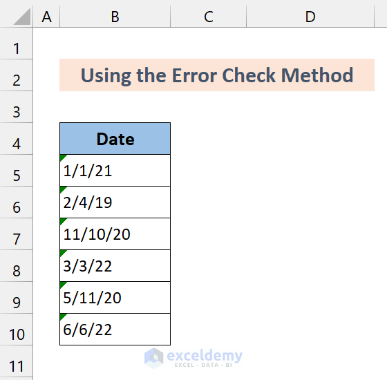 dataset to convert general to date in excel