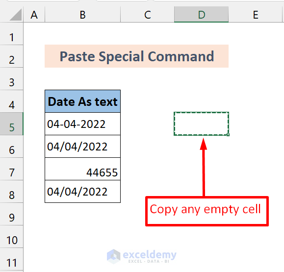 copy any empty cell