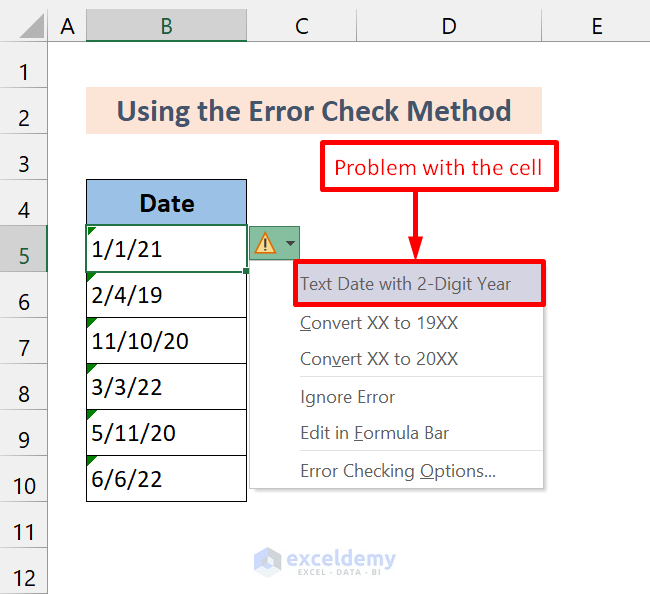 date format problem in error box