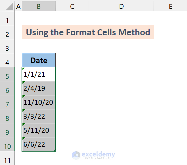 select the range of cells contain general format