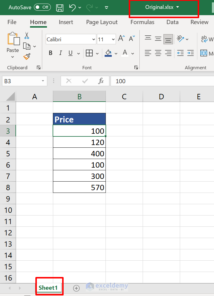 Dataset of price to copy for excel copy worksheet to another workbook without reference