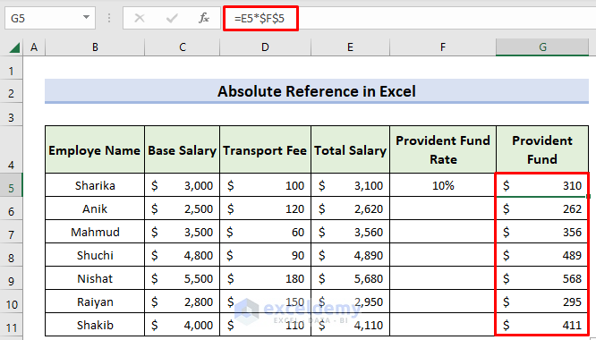 Absolute Cell References in Excel